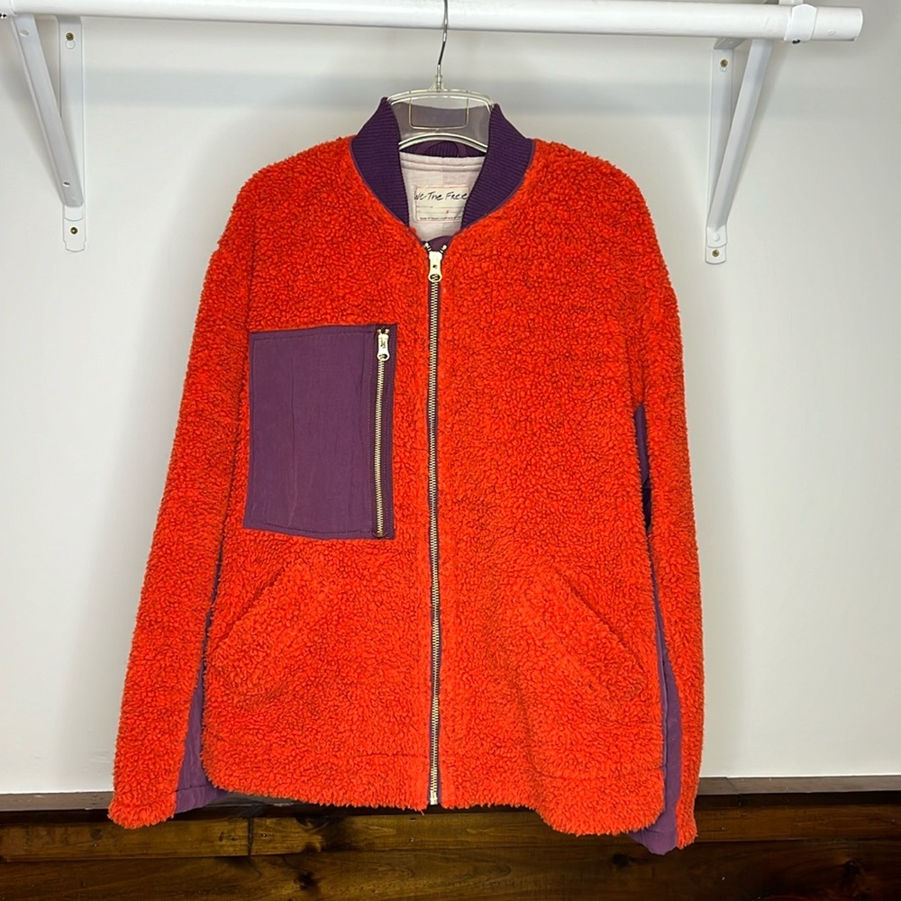 We The Free Orange & Purple Sherpa Zip Up Jacket- S